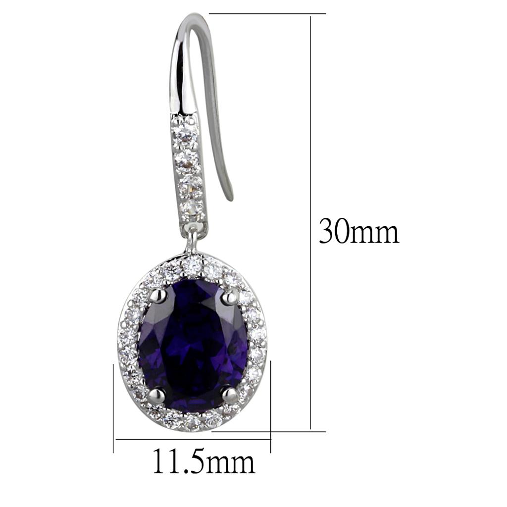 LO3771 - Rhodium Brass Earrings with AAA Grade CZ  in Amethyst-1