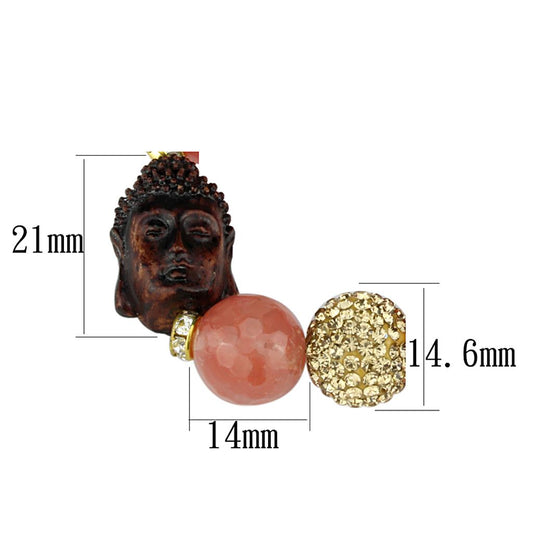 LO3780 - Antique Copper White Metal Bracelet with Synthetic Onyx in Rose-1