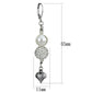 LO3804 - Antique Silver White Metal Earrings with Synthetic Glass Bead in White-1