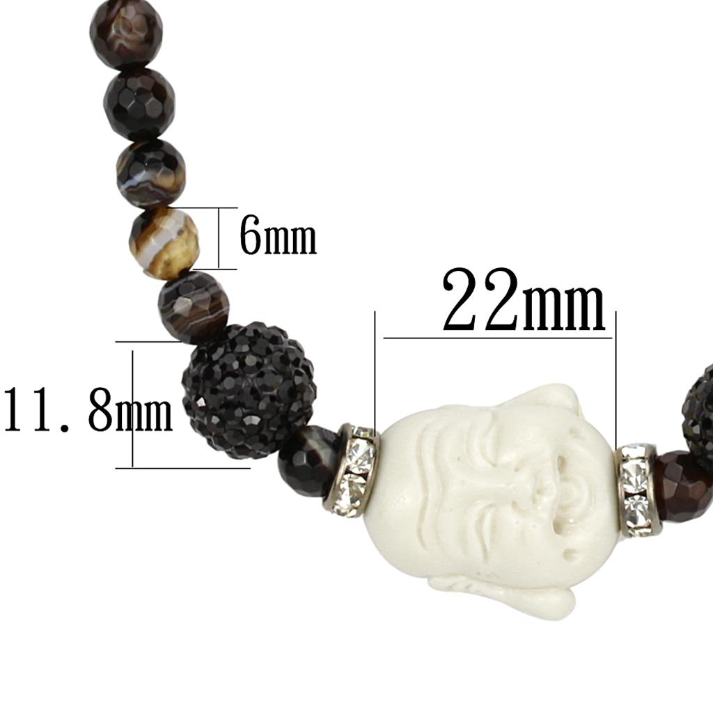 LO3814 - Ruthenium Brass Necklace with Synthetic Glass Bead in Multi Color-1