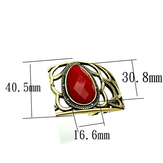 LO3830 - Antique Copper Brass Bangle with Synthetic Synthetic Stone in Siam-1