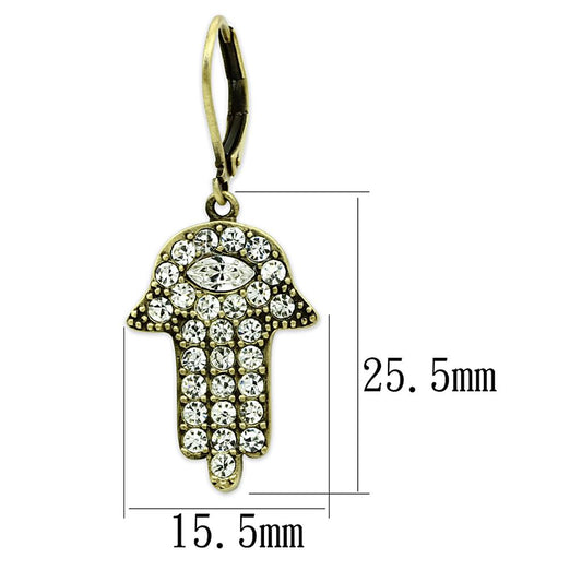 LO3853 - Antique Copper Brass Earrings with Top Grade Crystal  in Clear-1