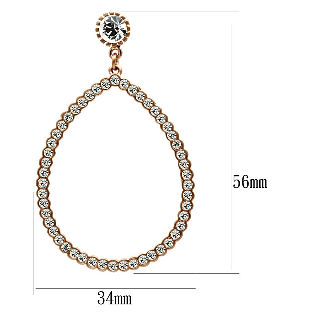 LO3855 - Rose Gold Brass Earrings with Top Grade Crystal  in Clear-1