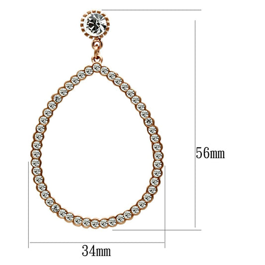 LO3855 - Rose Gold Brass Earrings with Top Grade Crystal  in Clear-1