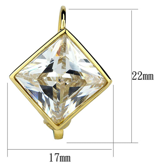 LO3867 - Gold Brass Earrings with AAA Grade CZ  in Clear-1