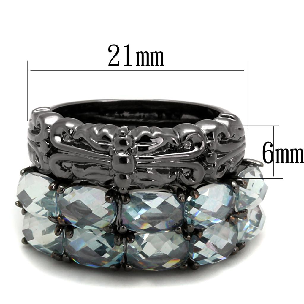 LO3928 - TIN Cobalt Black Brass Ring with Top Grade Crystal  in Black Diamond-1