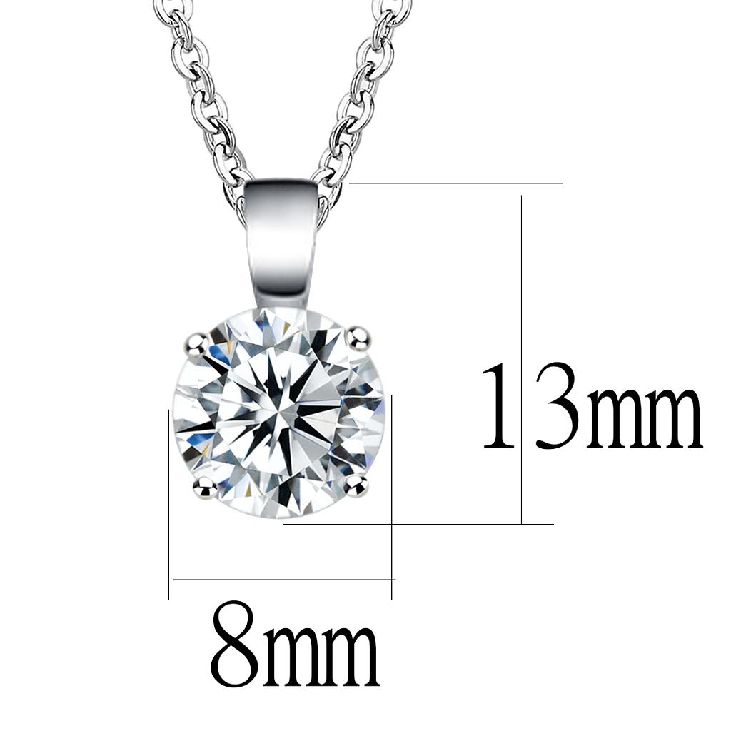 LO3933 - Rhodium Brass Chain Pendant with AAA Grade CZ  in Clear-1