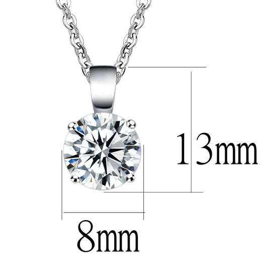LO3933 - Rhodium Brass Chain Pendant with AAA Grade CZ  in Clear-1