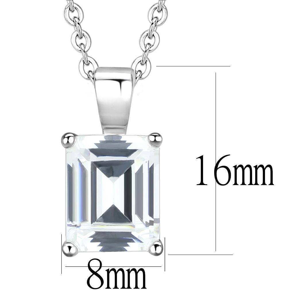 LO3934 - Rhodium Brass Chain Pendant with AAA Grade CZ  in Clear-1