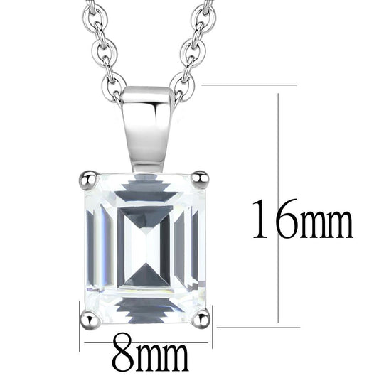 LO3934 - Rhodium Brass Chain Pendant with AAA Grade CZ  in Clear-1