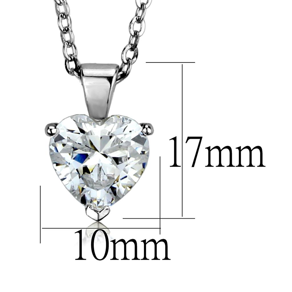 LO3937 - Rhodium Brass Chain Pendant with AAA Grade CZ  in Clear-1