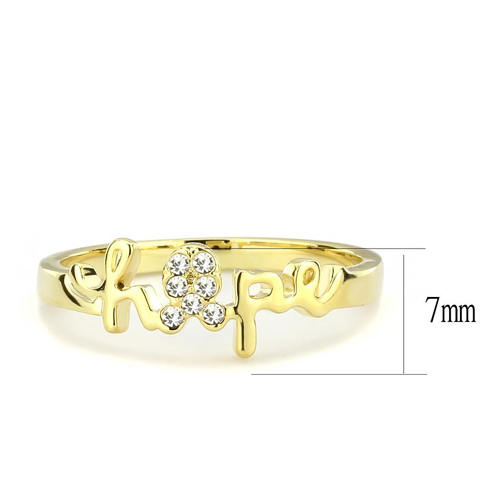 LO3965 - Flash Gold Brass Ring with Top Grade Crystal  in Clear-1