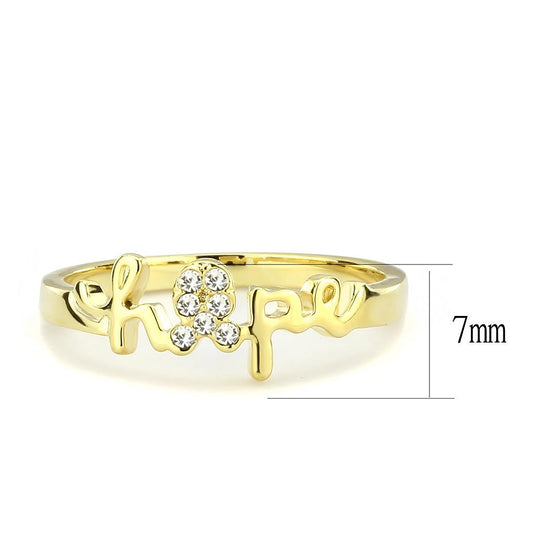 LO3965 - Flash Gold Brass Ring with Top Grade Crystal  in Clear-1