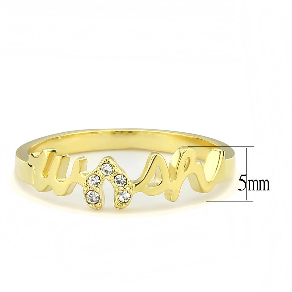 LO3966 - Flash Gold Brass Ring with Top Grade Crystal  in Clear-1