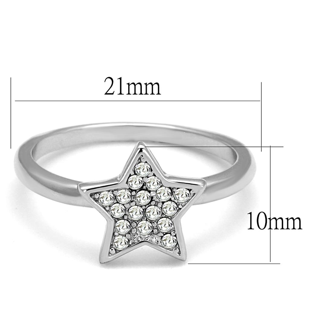 LO3980 - Rhodium Brass Ring with Top Grade Crystal  in Clear-1