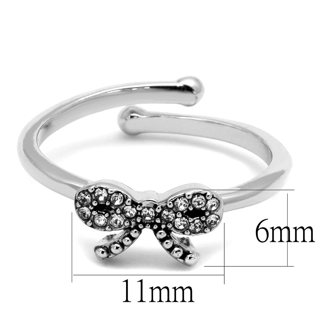 LO4041 - Rhodium Brass Ring with Top Grade Crystal  in Clear-1