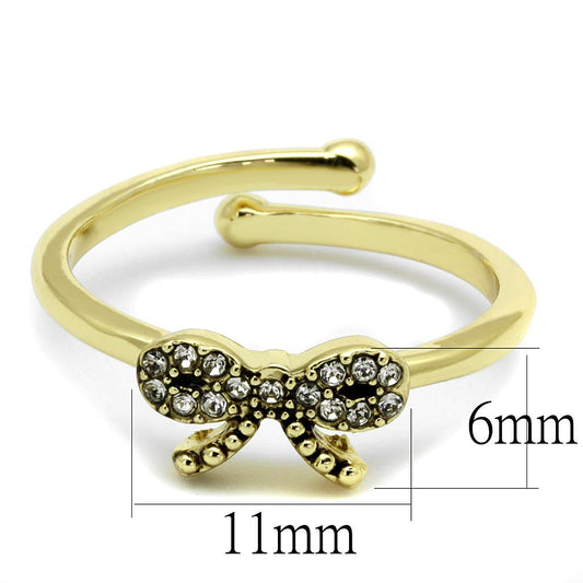 LO4042 - Flash Gold Brass Ring with Top Grade Crystal  in Clear-1