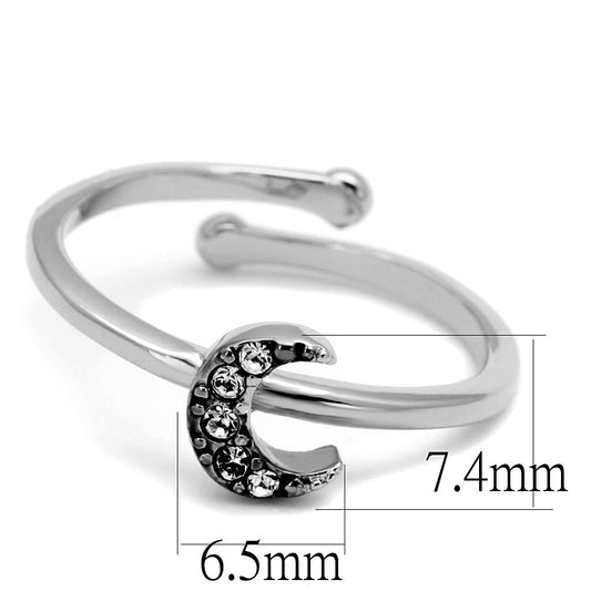 LO4045 - Rhodium Brass Ring with Top Grade Crystal  in Clear-1