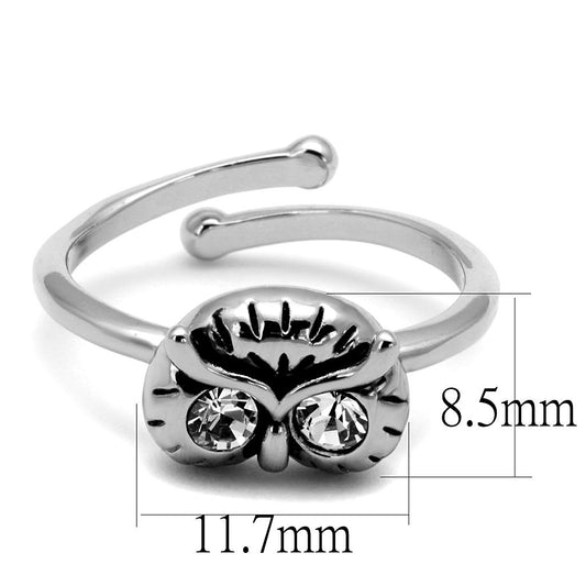 LO4049 - Rhodium Brass Ring with Top Grade Crystal  in Clear-1