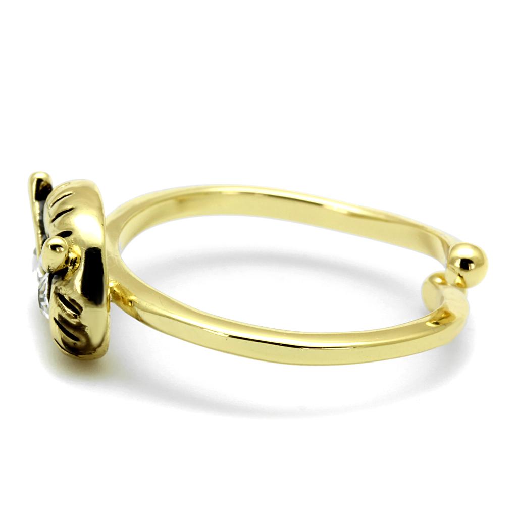 LO4050 - Flash Gold Brass Ring with Top Grade Crystal  in Clear-2