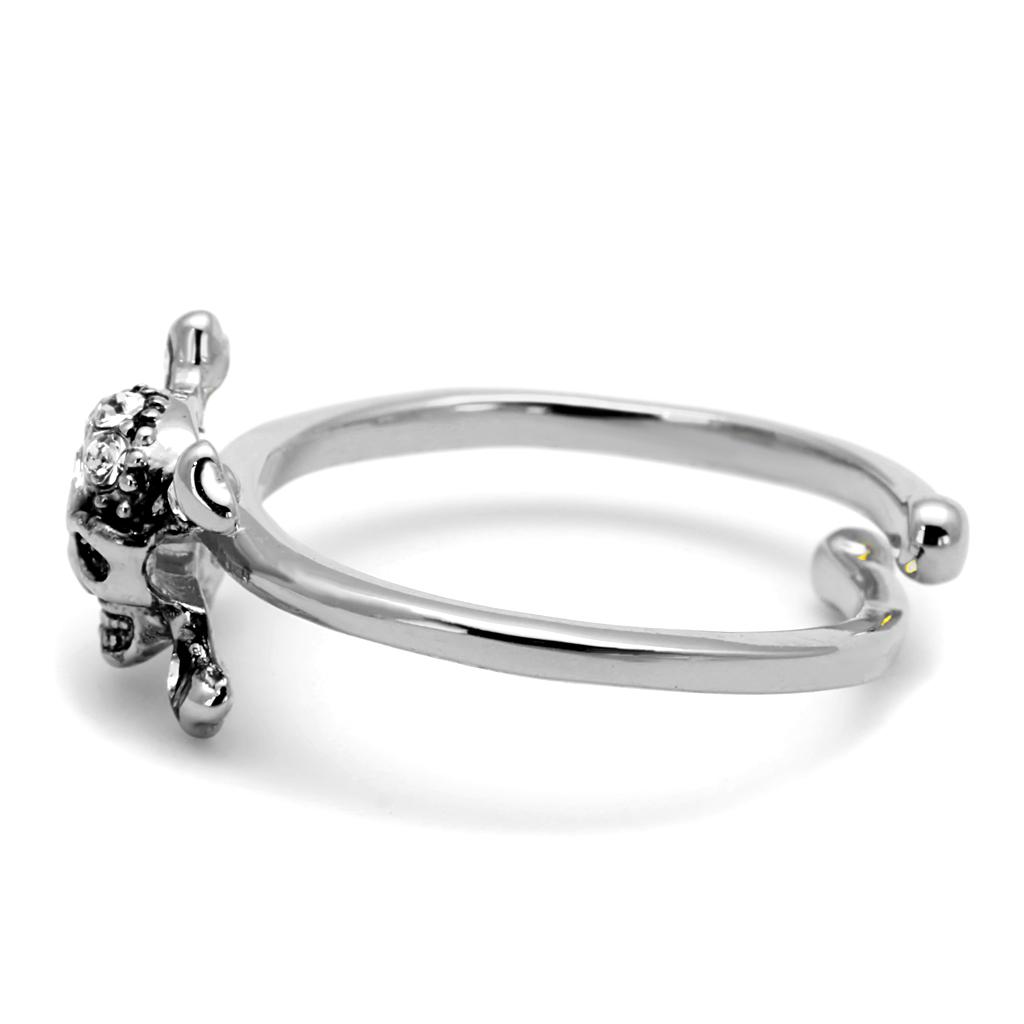LO4055 - Rhodium Brass Ring with Top Grade Crystal  in Clear-2