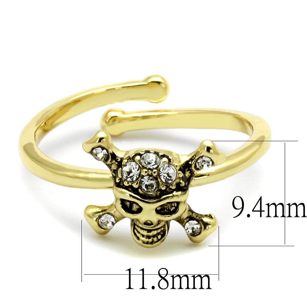 LO4056 - Flash Gold Brass Ring with Top Grade Crystal  in Clear-1