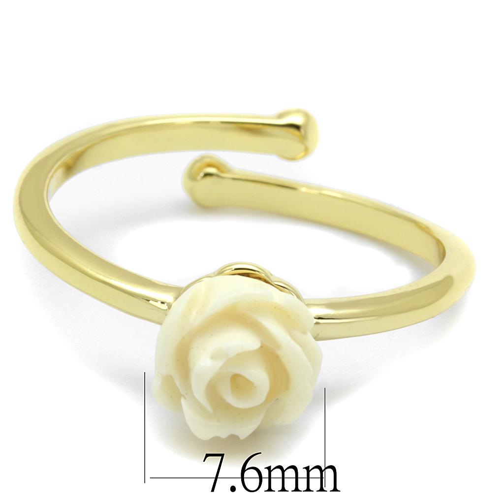 LO4057 - Flash Gold Brass Ring with Synthetic Synthetic Stone in Citrine Yellow-1