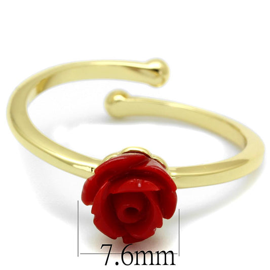 LO4058 - Flash Gold Brass Ring with Synthetic Synthetic Stone in Siam-1