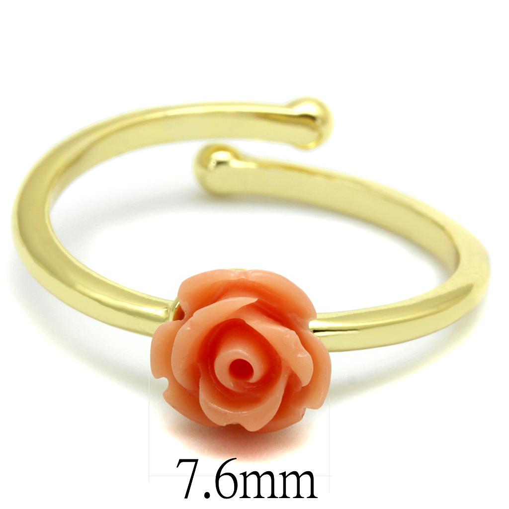 LO4059 - Flash Gold Brass Ring with Synthetic Synthetic Stone in Light Peach-1
