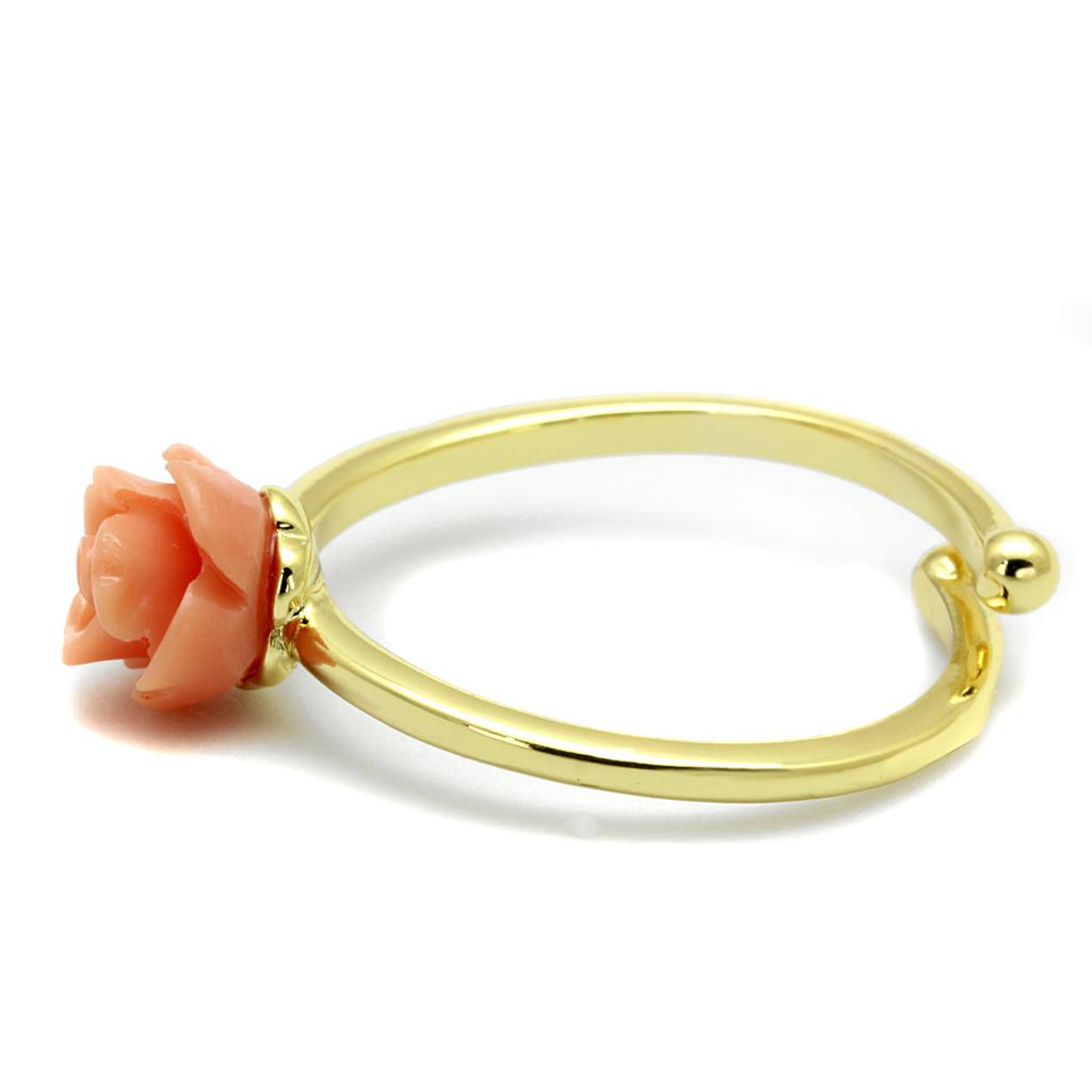 LO4059 - Flash Gold Brass Ring with Synthetic Synthetic Stone in Light Peach-2