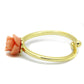LO4059 - Flash Gold Brass Ring with Synthetic Synthetic Stone in Light Peach-2