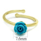 LO4060 - Flash Gold Brass Ring with Synthetic Synthetic Stone in Sea Blue-1