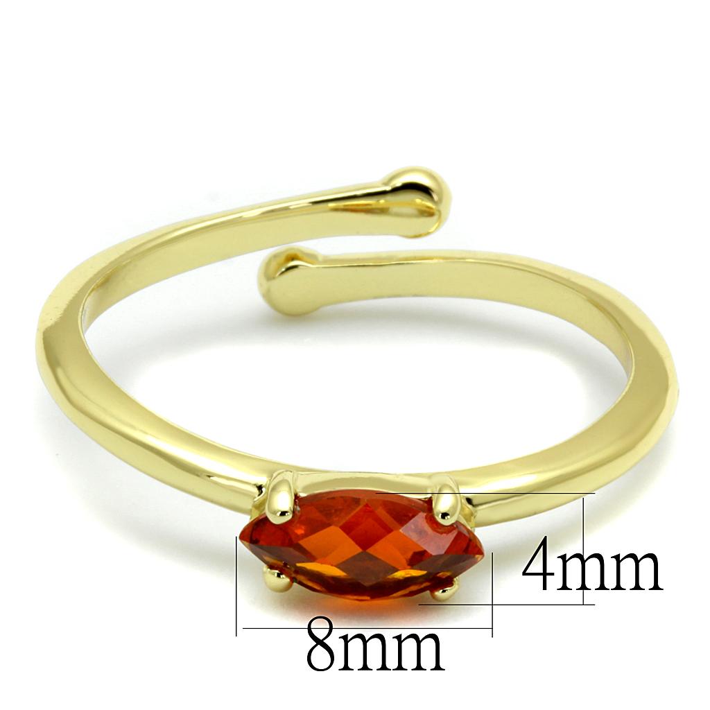 LO4065 - Flash Gold Brass Ring with AAA Grade CZ  in Orange-1