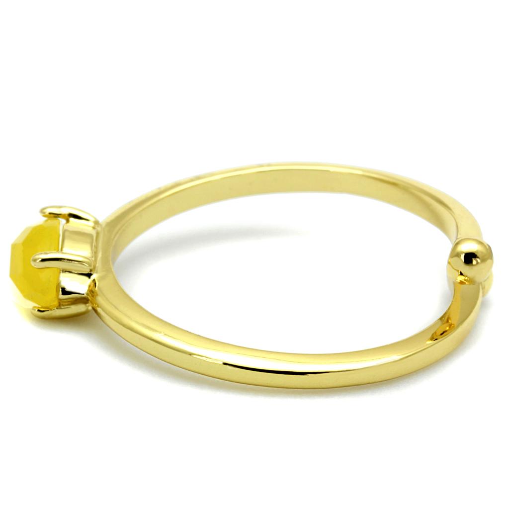LO4066 - Flash Gold Brass Ring with Synthetic Cat Eye in Topaz-2