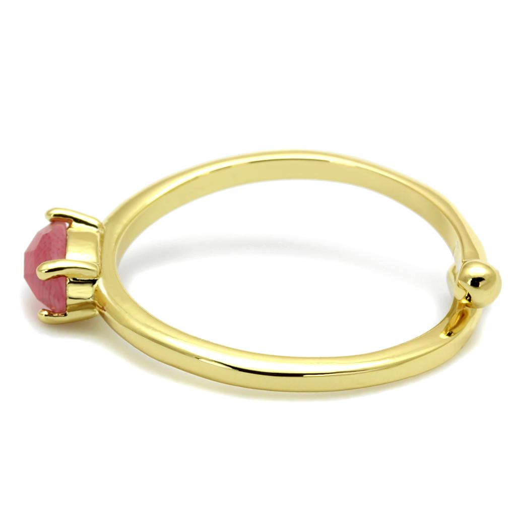 LO4069 - Flash Gold Brass Ring with Synthetic Cat Eye in Rose-2