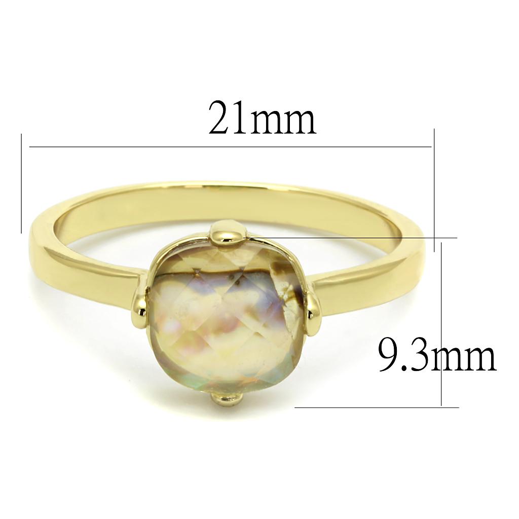 LO4071 - Flash Gold Brass Ring with Precious Stone Conch in Aurora Borealis (Rainbow Effect)-1