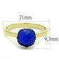 LO4072 - Flash Gold Brass Ring with Synthetic Cat Eye in Sapphire-1
