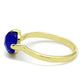 LO4072 - Flash Gold Brass Ring with Synthetic Cat Eye in Sapphire-2