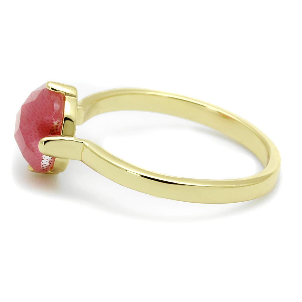 LO4075 - Flash Gold Brass Ring with Synthetic Cat Eye in Rose-2