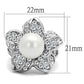 LO4088 - Rhodium Brass Ring with Synthetic Pearl in White-1
