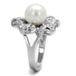 LO4088 - Rhodium Brass Ring with Synthetic Pearl in White-2