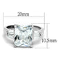 LO4091 - Rhodium Brass Ring with AAA Grade CZ  in Clear-1