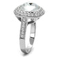LO4092 - Rhodium Brass Ring with Top Grade Crystal  in Clear-2