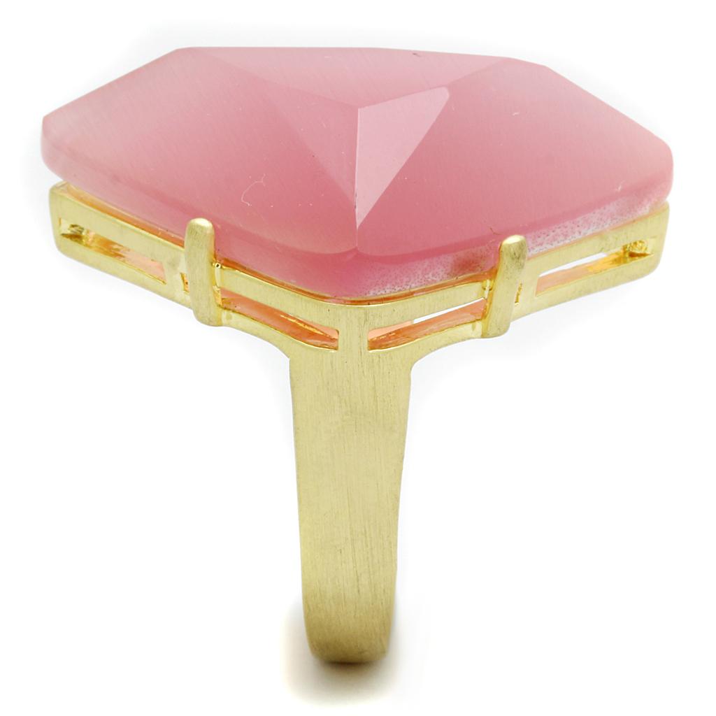 LO4104 - Gold & Brush Brass Ring with Synthetic Cat Eye in Rose-2