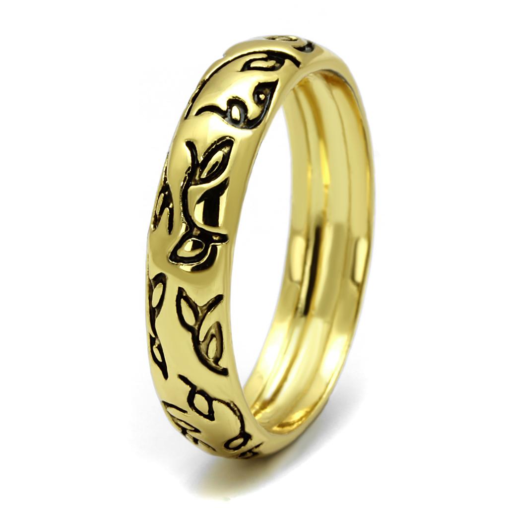 LO4106 - Gold Brass Ring with Epoxy  in Jet-2