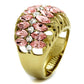 LO4108 - IP Gold(Ion Plating) Brass Ring with Top Grade Crystal  in Rose-2