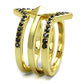 LO4113 - Gold Brass Ring with Top Grade Crystal  in Hematite-2