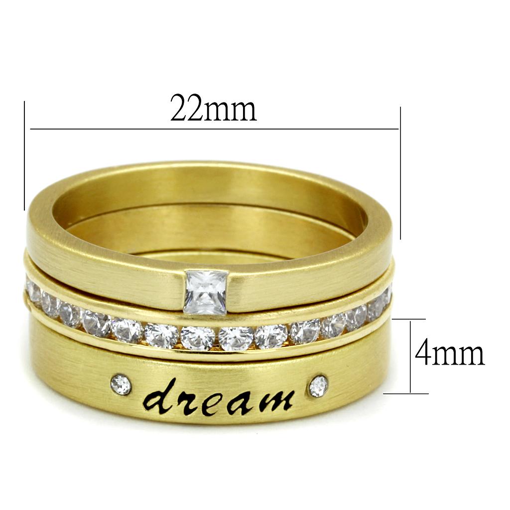 LO4114 - Gold Brass Ring with AAA Grade CZ  in Clear-1