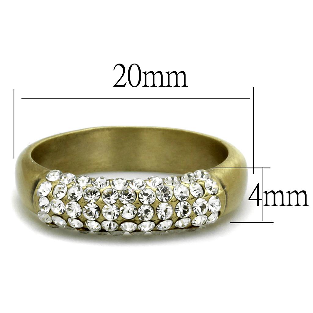 LO4126 - Antique Copper Brass Ring with Top Grade Crystal  in Clear-1