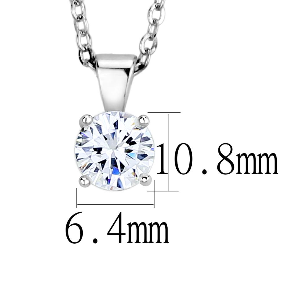 LO4129 - Rhodium Brass Chain Pendant with AAA Grade CZ  in Clear-1